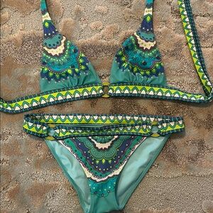 Victoria's Secret Teal Turquoise Green Patterned Bikini